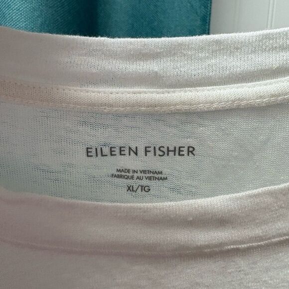 Eileen Fisher Long Sleeve White 100% Organic Linen Sweater Size X Large - Picture 3 of 4